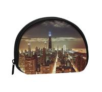 Chicago City Coin Purse for Women Men, Chic Mini Change Pouch with Zipper, Small Coin Bag Shell Handbags Fashion Change Purse Wallets for Keys, Lipstick, and Earphones