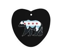 Chicago City Flag Bear Print Car Air Freshener Decorative Hanging Aromatherapy Tablets for Car Trucks Love form