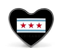 Chicago City Flag Brooch Pins Heart Badge Collar Lapel Pins Dress Backpack Accessories