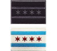 Chicago City Flag Embroidered Patch [2PC Bundle - 3.0 X 2.0 inch - Hook Fastener CH01-CH9]