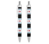 Chicago City Flag Retractable Ballpoint Pen Black Ink Ball Point Pen Work Pens 2 PCS