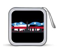 Chicago City Flag Skyline CD Case Portable DVD Storage Small CD Holder Organizer for Home Travel