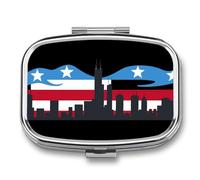 Chicago City Flag Skyline Travel Pill Box Portable Pill Organizer Medical Box Pill Case Pill Container for Men Women