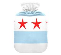 Chicago City Flag (USA) Hot Water Bottles with Soft Cover, 1L Hot Compresses for The Body for Hot and Cold Therapies
