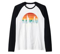 Chicago City Illinois Gift Skyline Vintage Jersey Flag Gift Raglan Baseball Tee