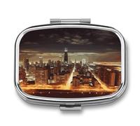 Chicago City Pill Box Pill Organizer Pill Case 2 Compartment Medicine Pill Organizer Small Pill Case Pill Container Pill Holder Cute Pill Box Mini Pill Case