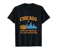 Chicago City Pride Pizza Skyline Diner Graphic T-Shirt