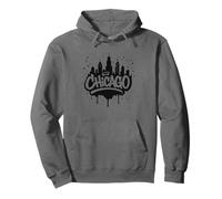 Chicago City Skyline Graffiti Street Art Travel Souvenir Pullover Hoodie