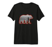 Chicago City Skyline Inside A Grizzly Silhouette Premium T-Shirt