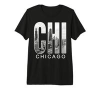 Chicago City Skyline Urban Typography Design Premium T-Shirt