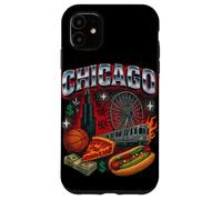 Chicago Cityscape DeepDish Pizza Hot Dog Graphic Case for iPhone 11