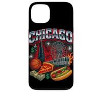 Chicago Cityscape DeepDish Pizza Hot Dog Graphic Case for iPhone 13
