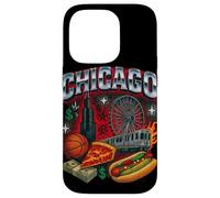 Chicago Cityscape DeepDish Pizza Hot Dog Graphic Case for iPhone 14 Pro