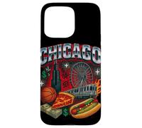 Chicago Cityscape DeepDish Pizza Hot Dog Graphic Case for iPhone 15 Pro Max