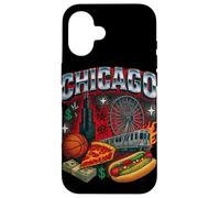 Chicago Cityscape DeepDish Pizza Hot Dog Graphic Case for iPhone 16