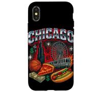 Chicago Cityscape DeepDish Pizza Hot Dog Graphic Case for iPhone X/XS