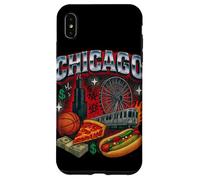 Chicago Cityscape DeepDish Pizza Hot Dog Graphic Case for iPhone XS Max