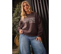 'Chicago' Crew Neck Sweatshirt Yours Chocolate 18
