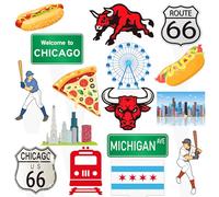 Chicago Cupcake Toppers US Chicago City Party Decorations 48PCS Chicago Theme Party Cupcake Picks Chicago Illinois Cake Decorations for Michigan Welcome to Chicago Party Supplies