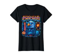 Chicago Eagle Illinois Skyline Electric Urban Art Value Graphic T-Shirt, Women, Black, M