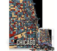 Chicago Earthtone City Map for Adults 1000 Piece Jigsaw Puzzle Cognitive Workout Restful Escape No Rough Edges Ideal Present (38x26cm)