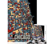 Chicago Earthtone City Map Jigsaws 1000 Pieces for Teenagers Boost Cognitive Clarity And Sharpness Mindful Calm Play Enjoyment (38x26cm)