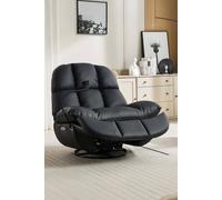 More4homes Chicago Black Bonded Leather Lounge Usb Swivel Rocking Electric Recliner Chair, Black