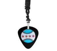 Chicago Flag Baseball Guitar Picks Necklace Bass Pick Pendant Vintage R&B Steel Music Jewelry for Music Lovers