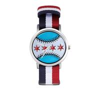 Chicago Flag Baseball Nylon Wrist Watches Braided Stra Non-Scale Casual Watch for Work Workout