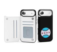 Chicago Flag Baseball Phone Case Compatible with iPhone 17/17 Air/17 Pro/17 Pro Max Flip Protective Cover with Card Holder