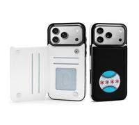 Chicago Flag Baseball Phone Case Compatible with iPhone 17/17 Air/17 Pro/17 Pro Max Flip Protective Cover with Card Holder