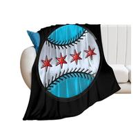 Chicago Flag Baseball Soft Flannel Blanket 250g Large Bed Blankets Lightweight Carpet for Sofa Couch Bed 50"*60"（130 * 150cm）