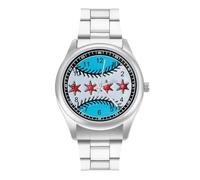 Chicago Flag Baseball Wrist Watches Unisex Metal Watch Band Business Watch Analog Watches