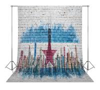 Chicago Flag City Skyline on Brick Wall Abstract Photography Backdrop Washable Photo Studio Backdrops Background for Party Video Shooting