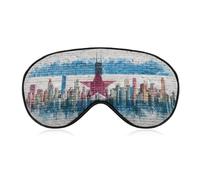 Chicago Flag City Skyline on Brick Wall Comfortable Sleep Mask with Adjustable Strap Soft Eyeshade for Night Sleeping Flight Nap Travel