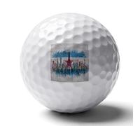Chicago Flag City Skyline on Brick Wall Novelty Golf Ball Personalised Printed Practice Balls Gifts for Men Women Golfers Father's Day