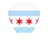 Chicago Flag Guitar Picks 12 Pack ABS 3 Thickness with Case | 12 picks 4 each of 0.46 0.71 0.96mm ABS clear storage case