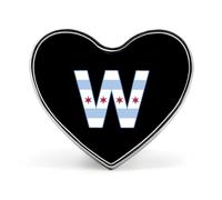 Chicago Flag Heart Metal Brooches Small 1" Badge Pin Decorative Lapel Pins Gift Clothing Hat Accessory