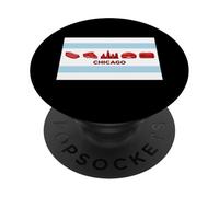 Chicago Flag hotdog pizza Italian beef and city skyline PopSockets Adhesive PopGrip