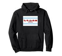 Chicago Flag hotdog pizza Italian beef and city skyline Pullover Hoodie