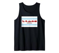 Chicago Flag Hotdog Pizza Italian Beef and City Skyline Tank Top