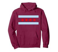 Chicago Flag Pullover Hoodie, Adult Unisex, Burgundy, S