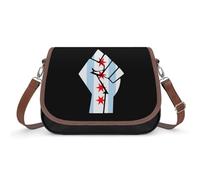 Chicago Flag Resist Women's Leather Purses Crossbody Shoulder Bag Messenger Bag