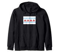 Chicago Flag Skyline Bold City Pride Zip Hoodie