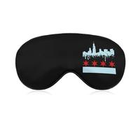 Chicago Flag Skyline Soft Eye Masks for Sleep with Adjustable Strap Breathable Travel Sleeping Covers