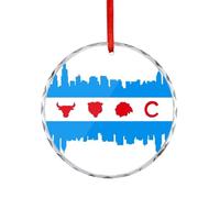Chicago Flag Skyline Sports Painting Glass Ornament Crystal Hanging Decoration for Christmas Tree Holiday Party