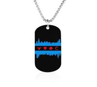 Chicago Flag Skyline Sports Painting Pendant Necklace for Men Women Silver Chain Jewelry Dog Tags