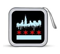 Chicago Flag Skyline Trendy CD Case Hard Plastic Portable DVD Storage Binder Wallet for Car Home Office