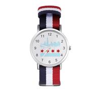 Chicago Flag Skyline Trendy Wrist Watches for Unisex Classic Casual Braided Strap Quartz Watch