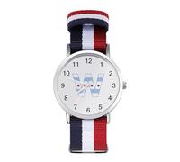 Chicago Flag W Casual Watch for Men Women Braided Strap Watches Three-Hand Wrist Gift